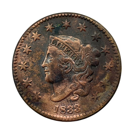 1833 Coronet Liberty Head Large Cent 1c Early Copper Penny