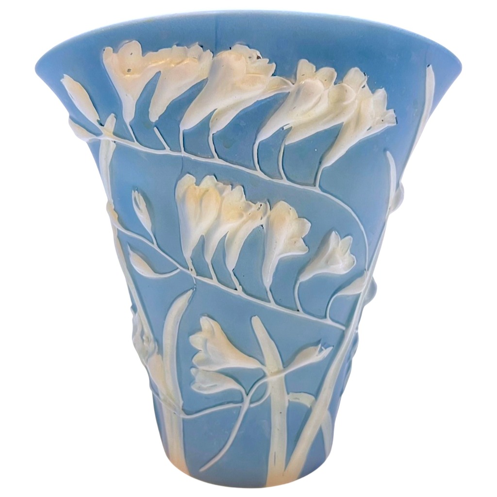 Antique Art Nouveau Blue Cameo Glass Vase