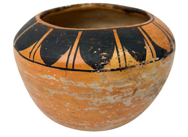 Antique Native American Clay Pottery Bowl