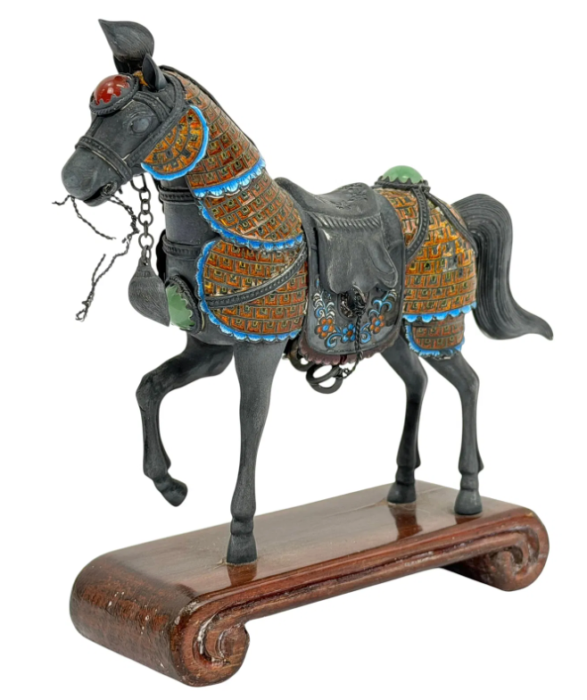 Antique Chinese Cloisonné Enamel Horse Sculpture