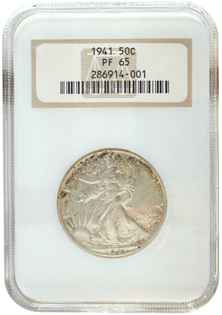 Certified 1941 Walking Liberty Half Dollar NGC PF65 Coin in Slab