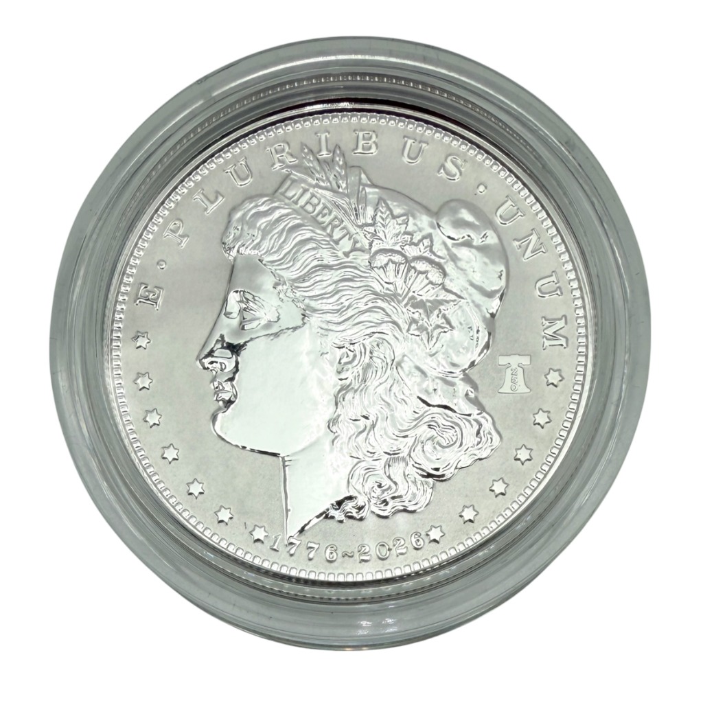Rare 1776-2026 United States Morgan Dollar Silver Coin in Capsule