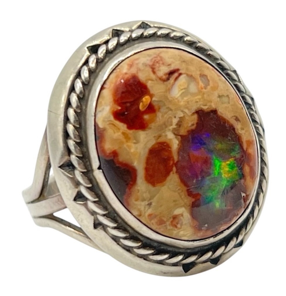 Vintage Sterling Silver Boulder Opal Ring