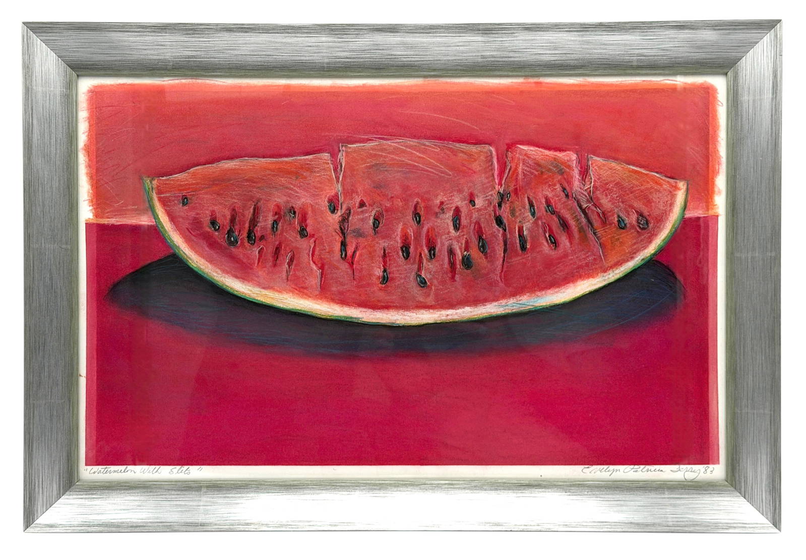Evelyn P. Terry - Watermelon With Slits Pastel Painting